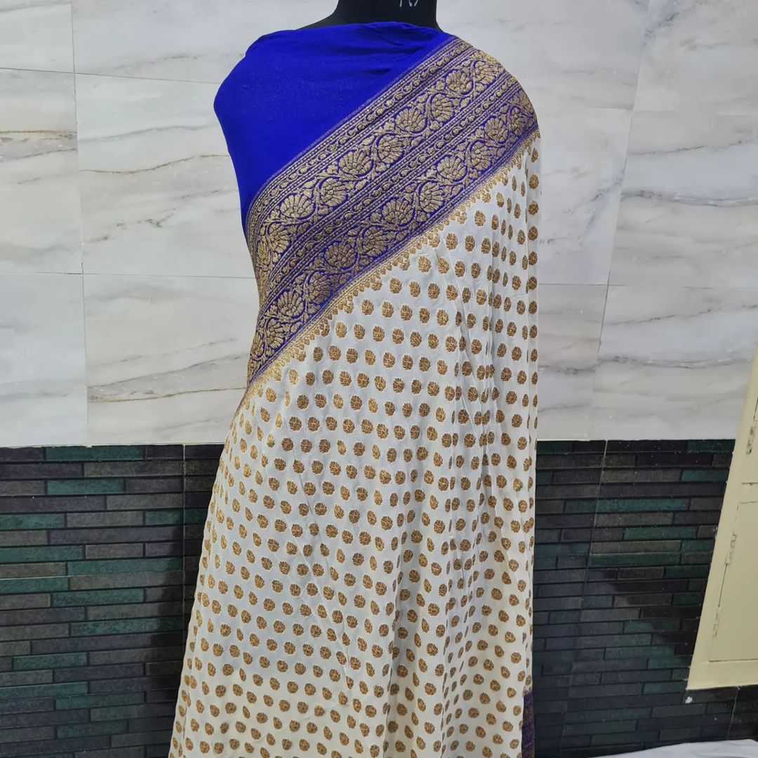 BANARASHI HANDLOOM SEMI GEORGATTE SAREE-12PCS