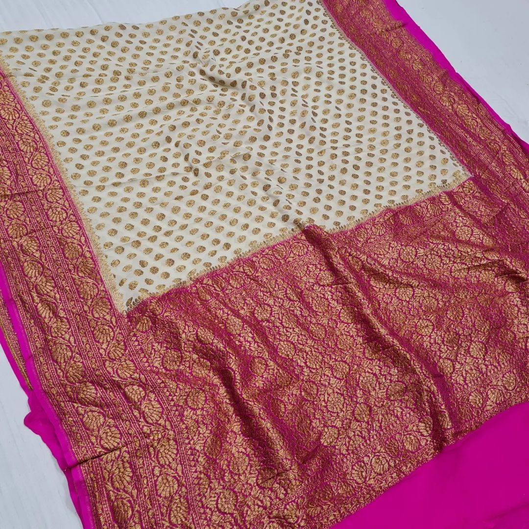 BANARASHI HANDLOOM SEMI GEORGATTE SAREE-12PCS