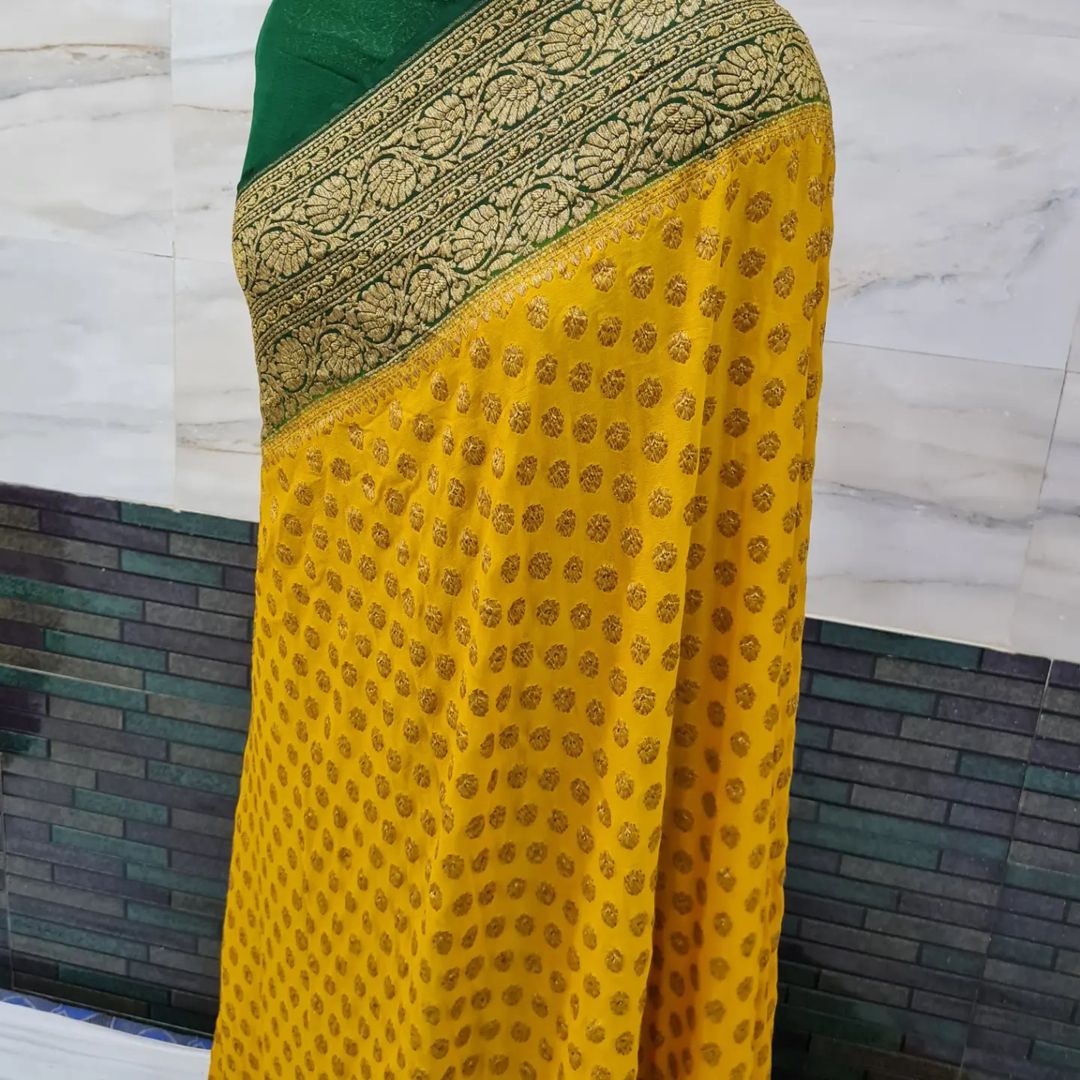 BANARASHI HANDLOOM SEMI GEORGATTE SAREE-12PCS