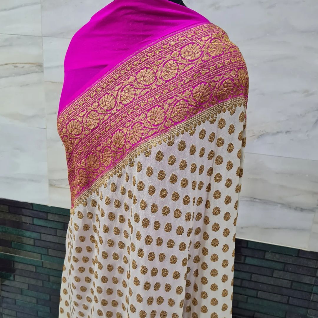 BANARASHI HANDLOOM SEMI GEORGATTE SAREE-12PCS