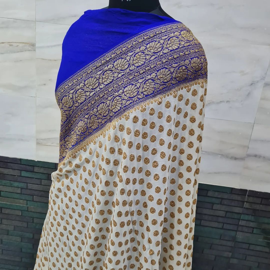 BANARASHI HANDLOOM SEMI GEORGATTE SAREE-12PCS