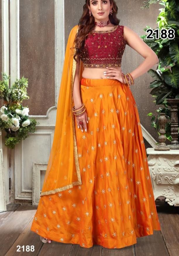 ETHANIC GLASS SILK LAHENGA CHOLI-21pcs