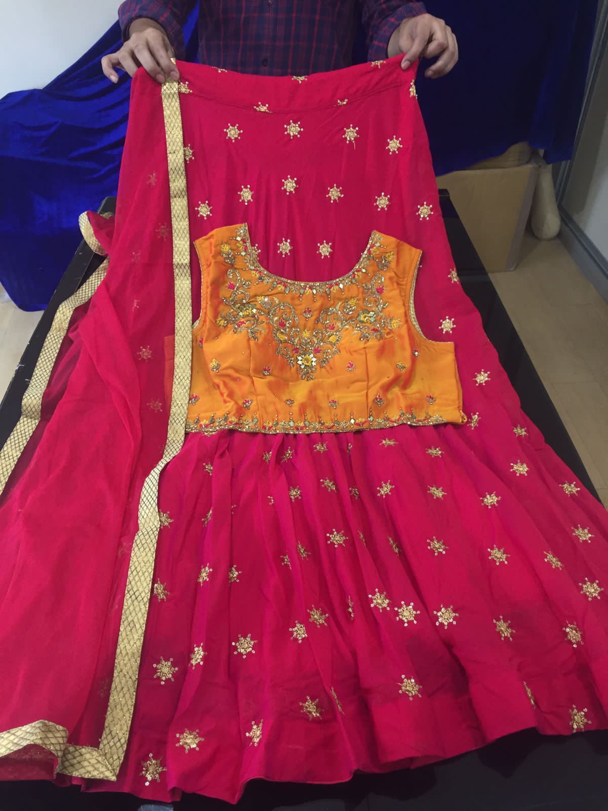 ETHANIC GLASS SILK LAHENGA CHOLI-21pcs