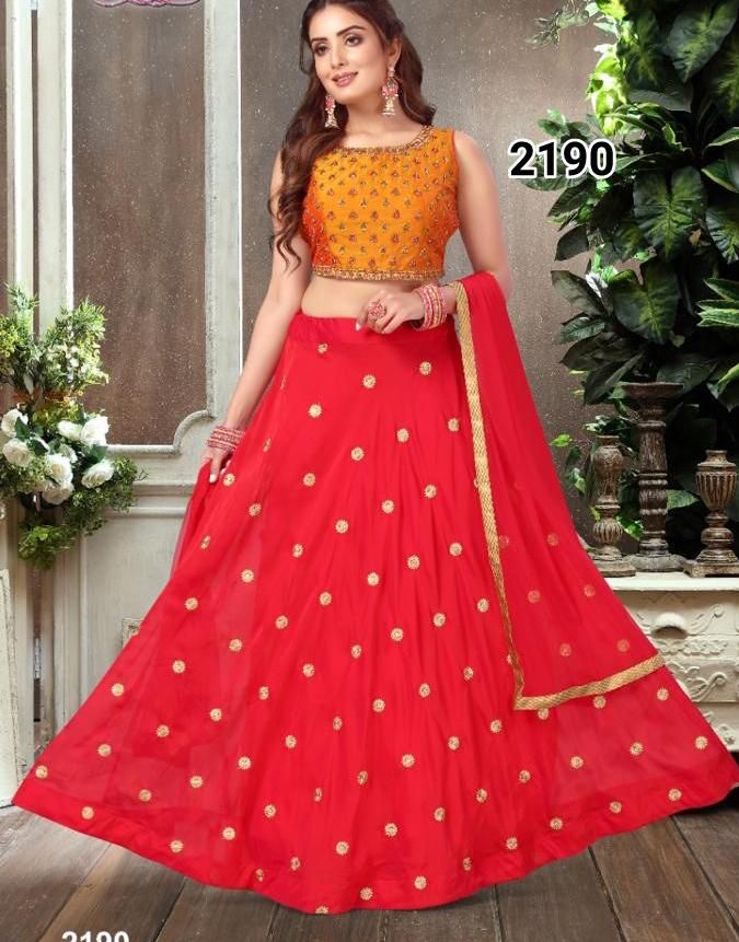 ETHANIC GLASS SILK LAHENGA CHOLI-21pcs