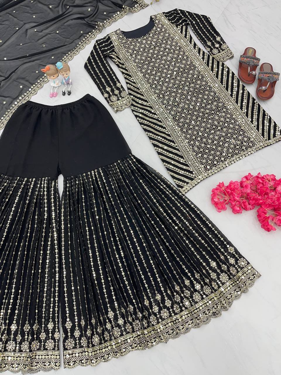 ETHANIC GLASS SILK LAHENGA CHOLI-21pcs