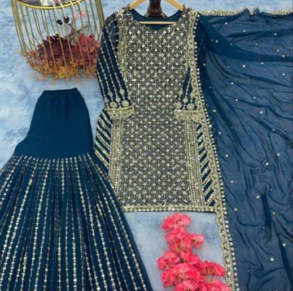 ETHANIC GLASS SILK LAHENGA CHOLI-21pcs
