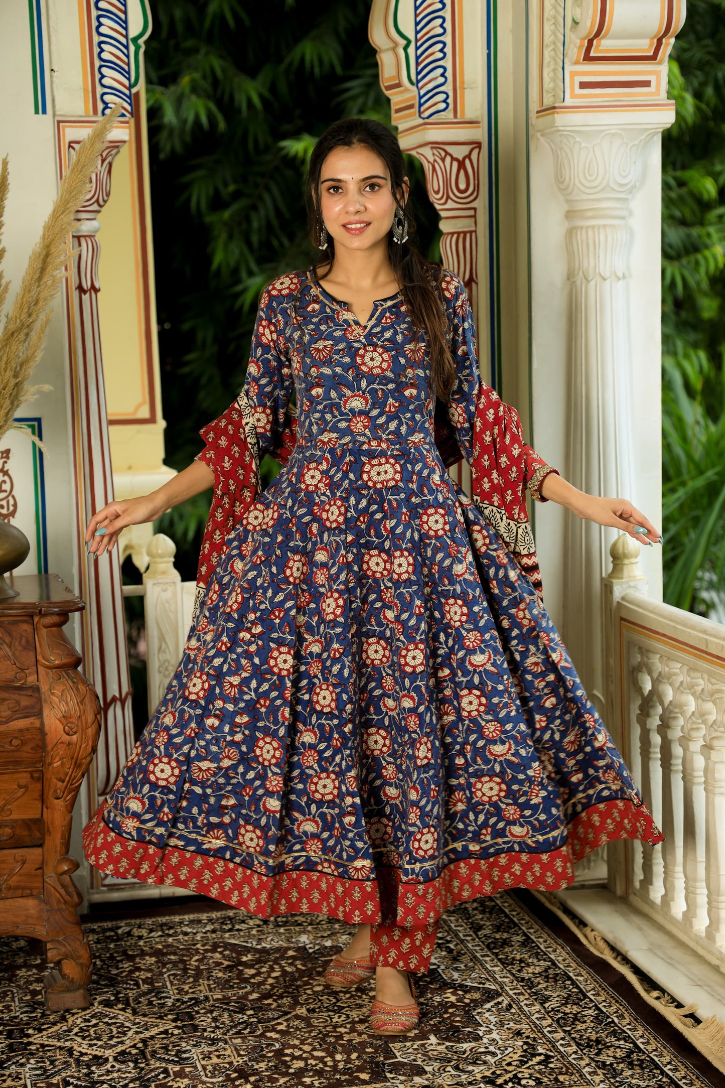 LEADIES ANARKALI BAGRU PRINT SUIT-24PCS