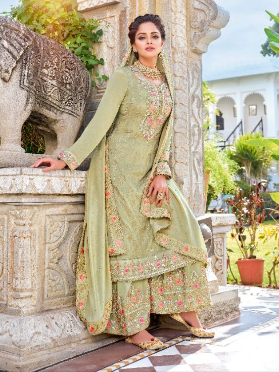 SILK WITH HEAVY EMBROIDERY SUIT AND HAND WORK -24PCS