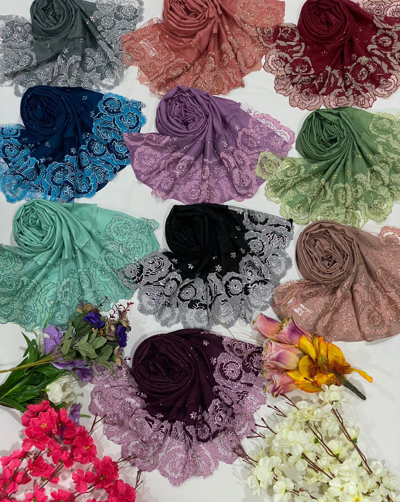 ISLAMIC HIJAB MIX DESIGN CATLOGE -120PCS SET