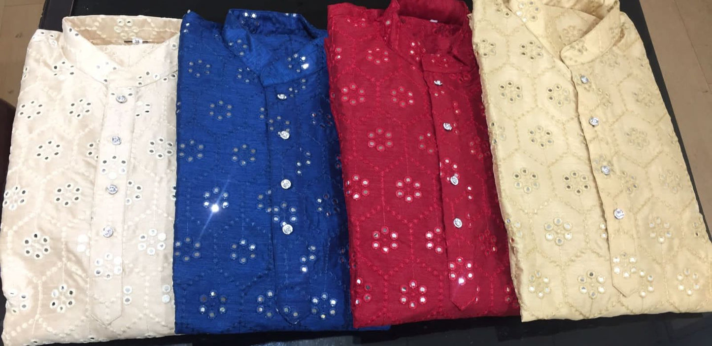 MEN'S SILK KURTA PAYJAMA -35PCS SET