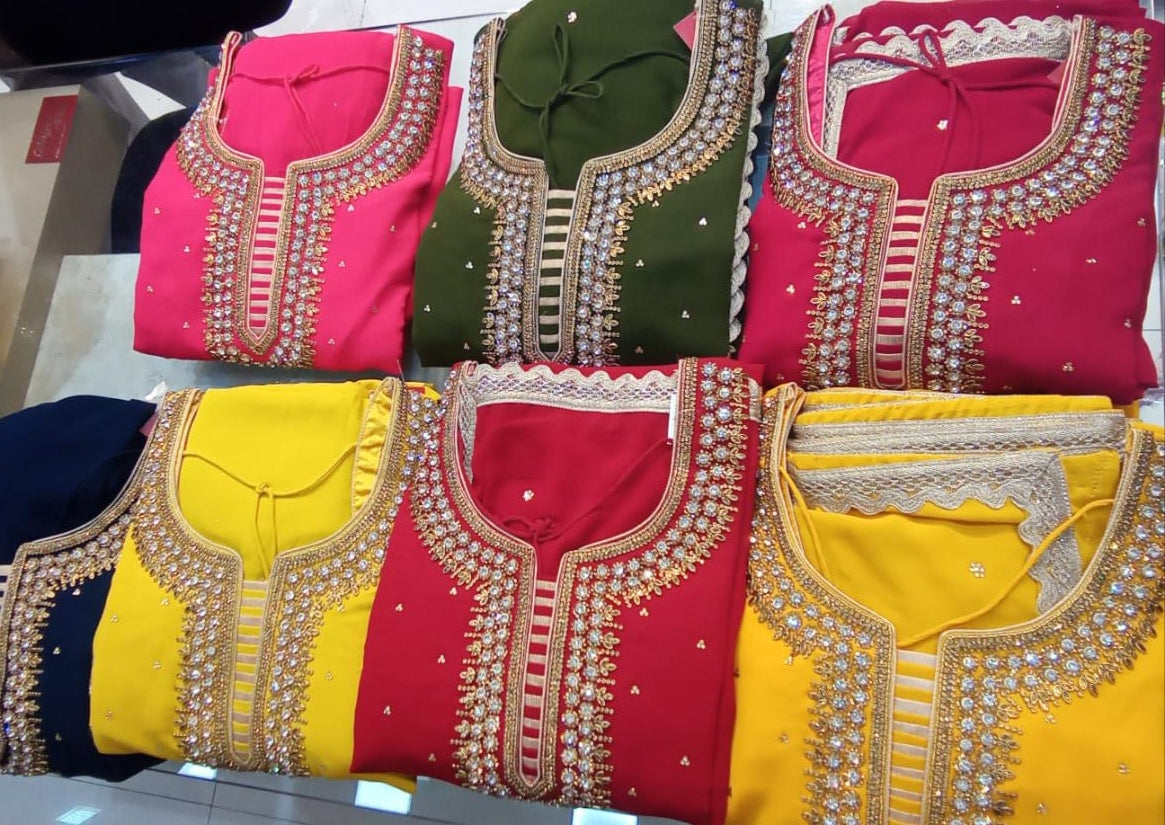 GEORGETTE PATIALA SUITS ONLY WHOLSELL MINIMUM ORDER -12PCS