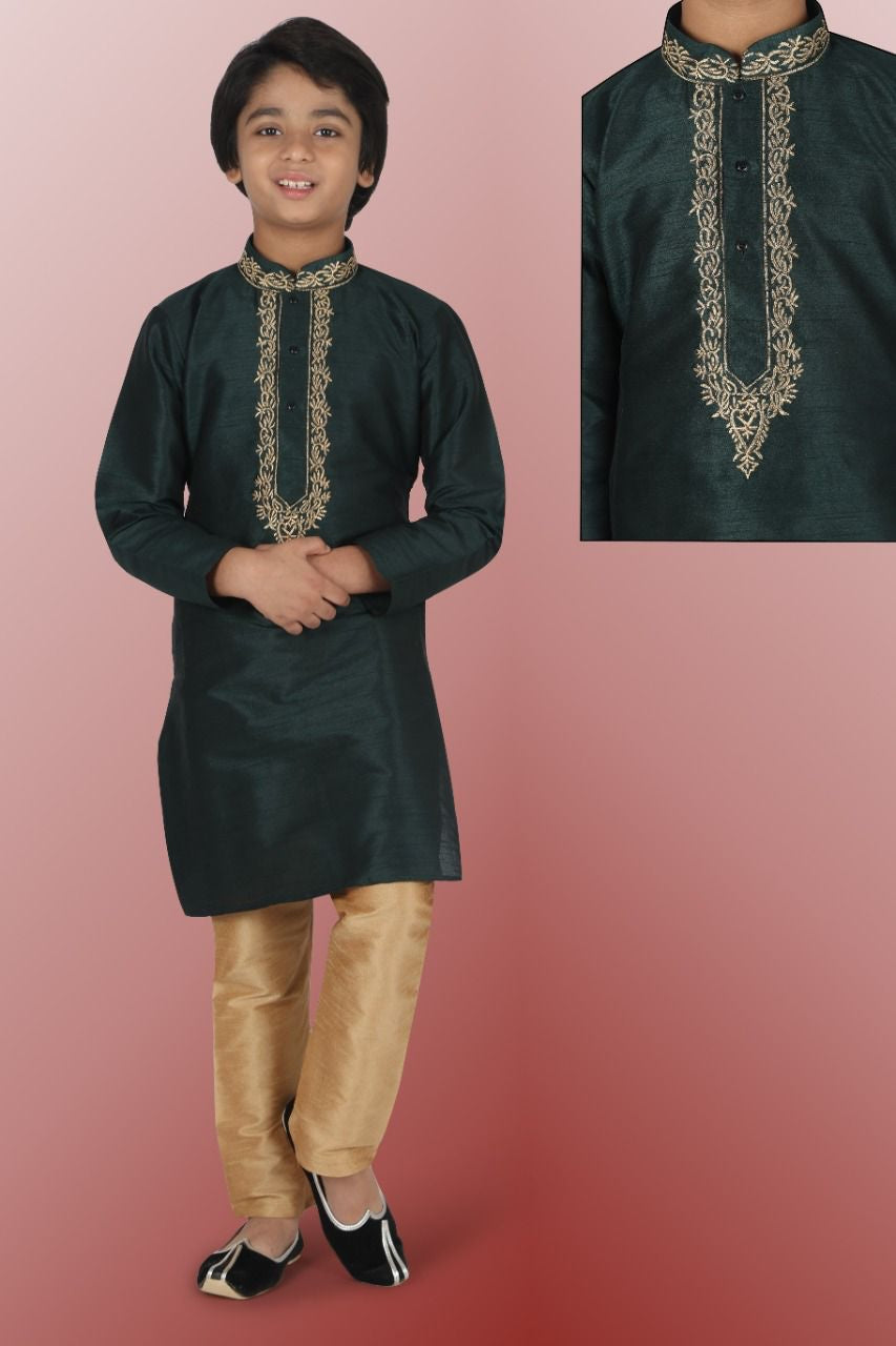 BOYS EMBROIDERED DHUPIAN SILK KURTA PAYJAMA -25PCS