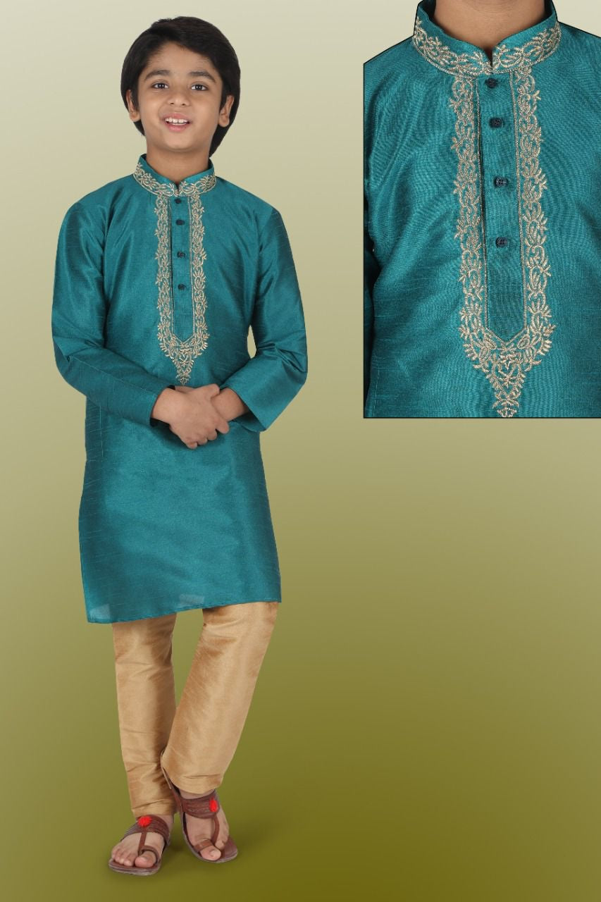 BOYS EMBROIDERED DHUPIAN SILK KURTA PAYJAMA -25PCS
