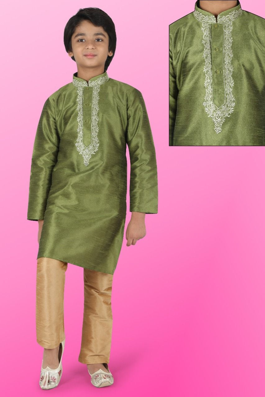 BOYS EMBROIDERED DHUPIAN SILK KURTA PAYJAMA -25PCS