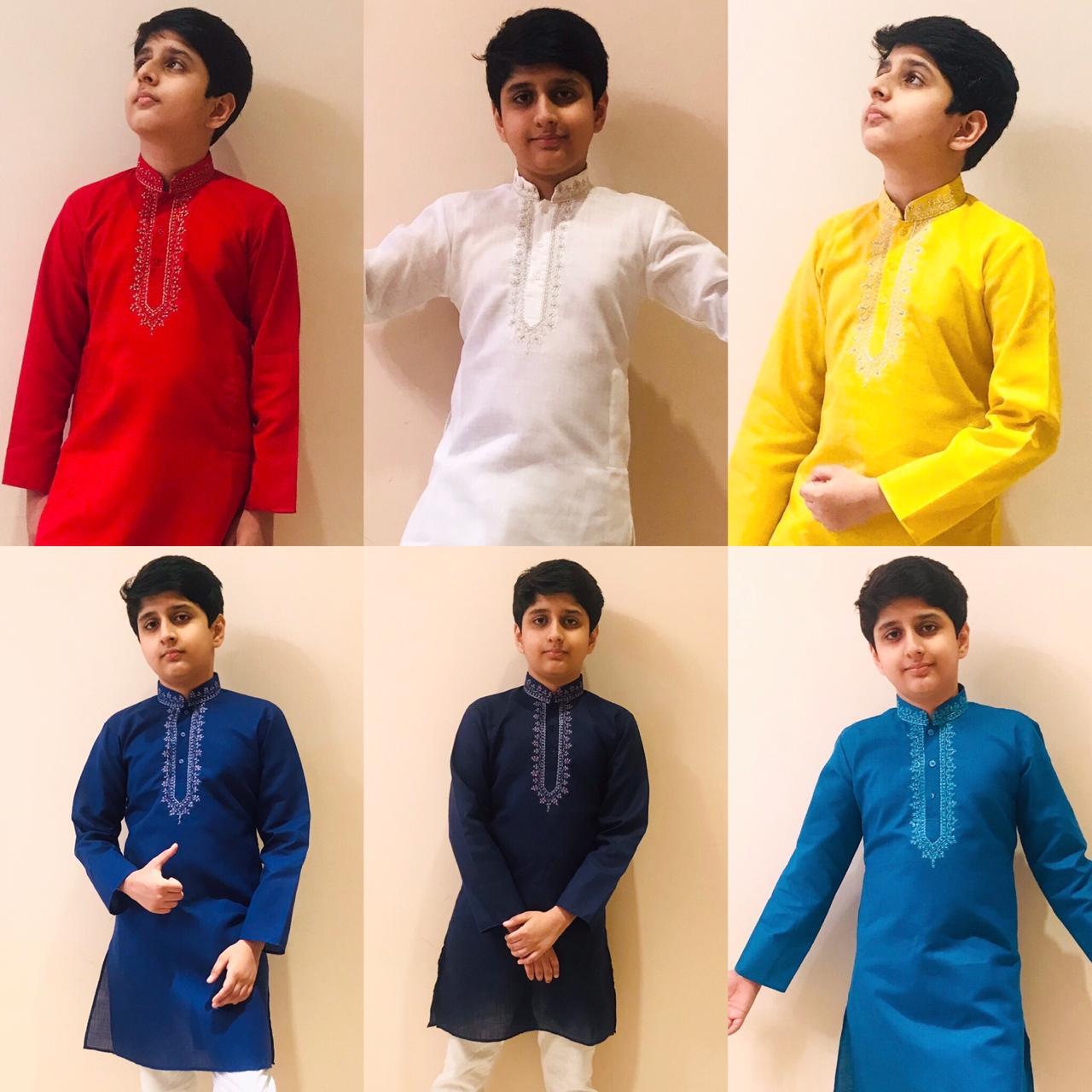 BOYS EMBROIDERED LINEN KURTA PAYJAMA -30PCS