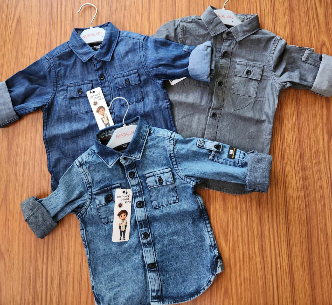 KIDS CARGO DENIM SHIRT-120PCS SET