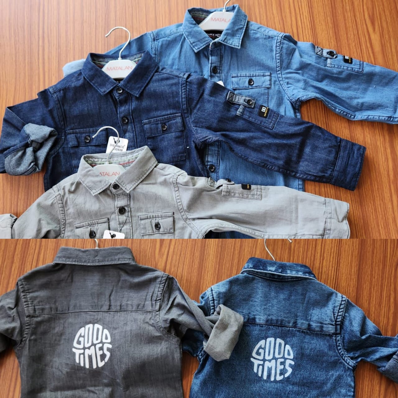KIDS CARGO DENIM SHIRT-120PCS SET