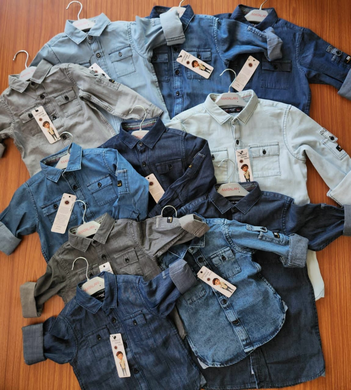 KIDS CARGO DENIM SHIRT-120PCS SET