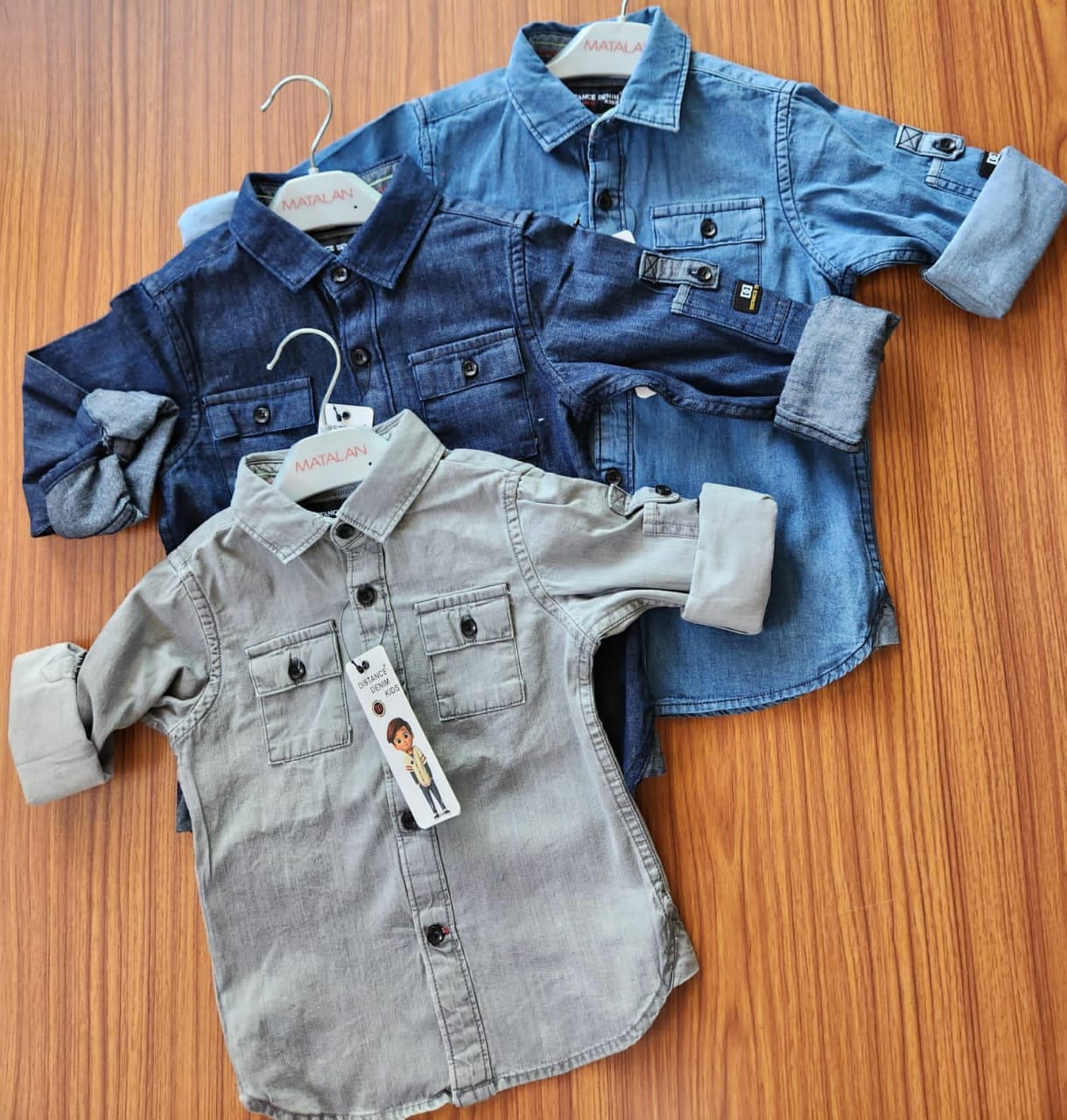 KIDS CARGO DENIM SHIRT-120PCS SET