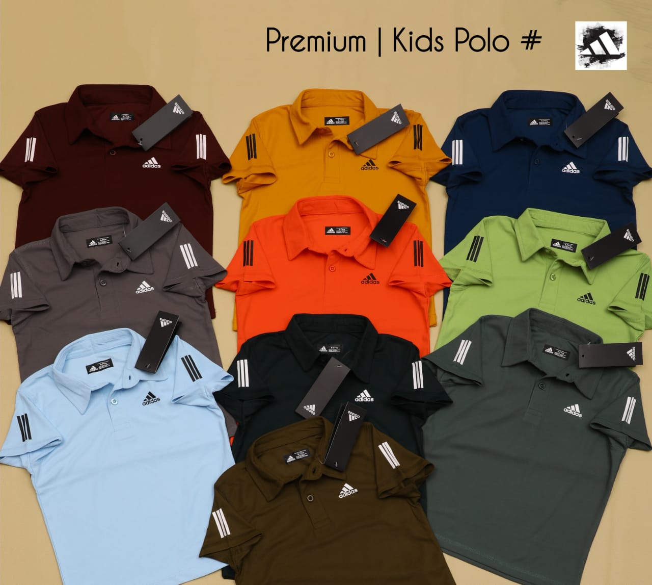 ADIDAS BOYS AND GIRLS CASUAL POLO-55 PCS