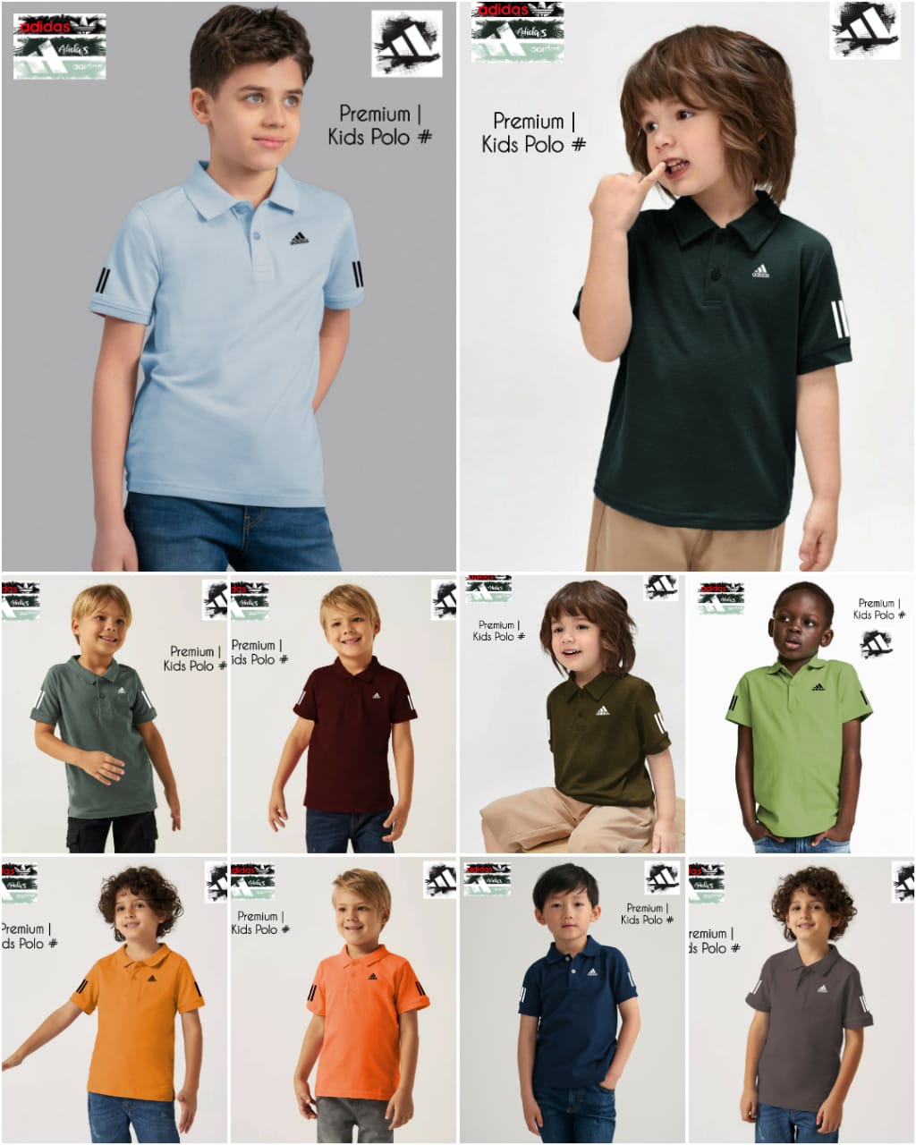 ADIDAS BOYS AND GIRLS CASUAL POLO-55 PCS