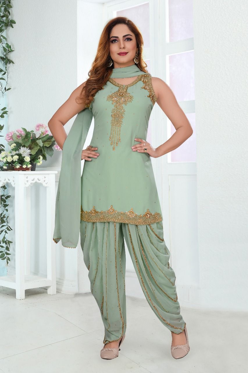 FENCY GEORGETTE WEDDINGWEAR PATIYALA SUIT -18 PCS