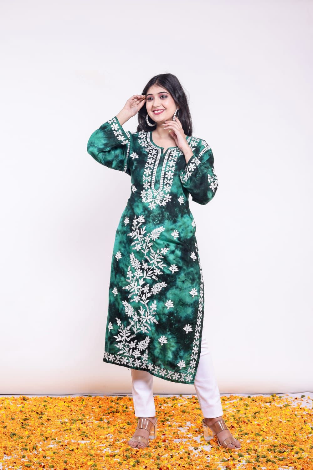 REYON CHIKKAN WORK KURTI -60 PCS SET