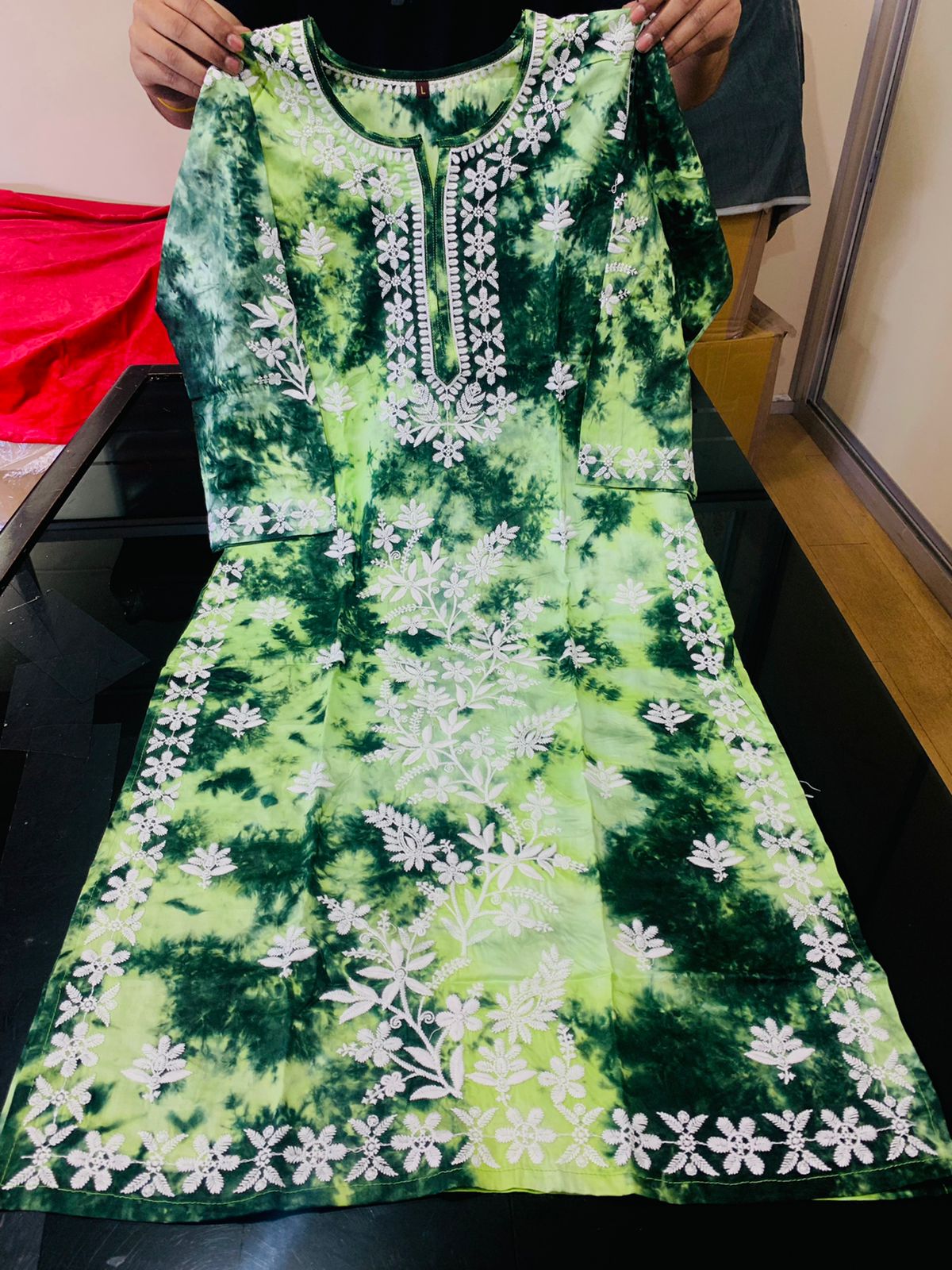 REYON CHIKKAN WORK KURTI -60 PCS SET