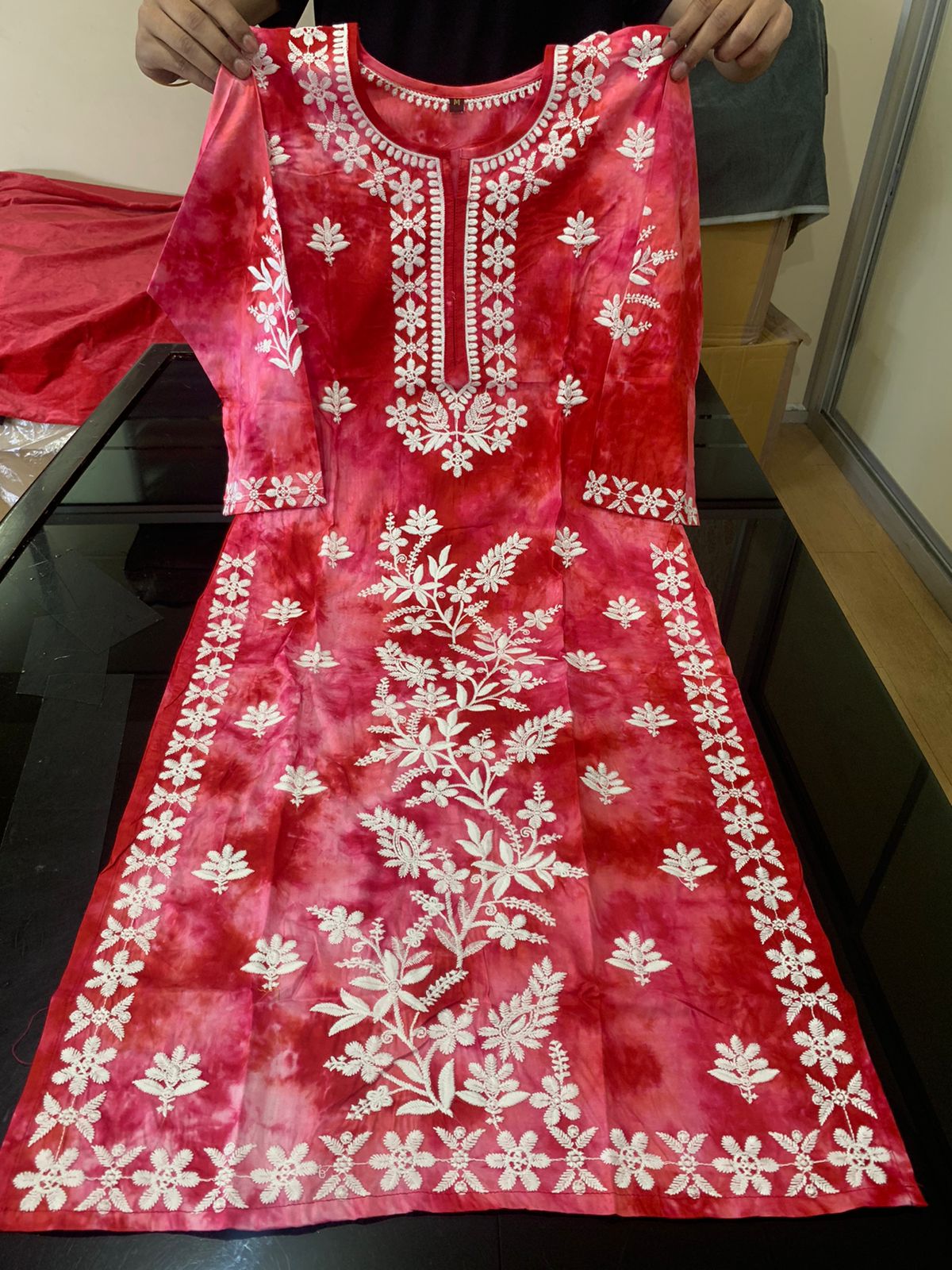 REYON CHIKKAN WORK KURTI -60 PCS SET
