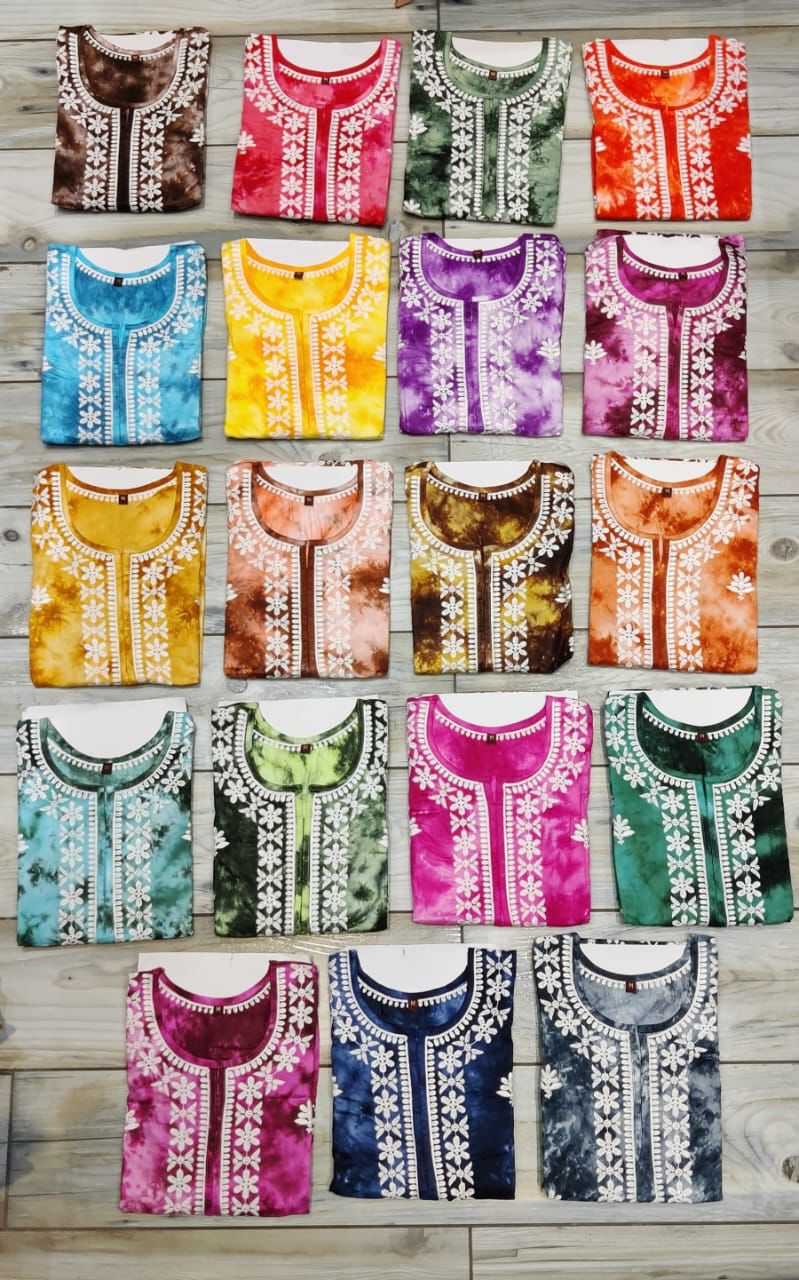 REYON CHIKKAN WORK KURTI -60 PCS SET