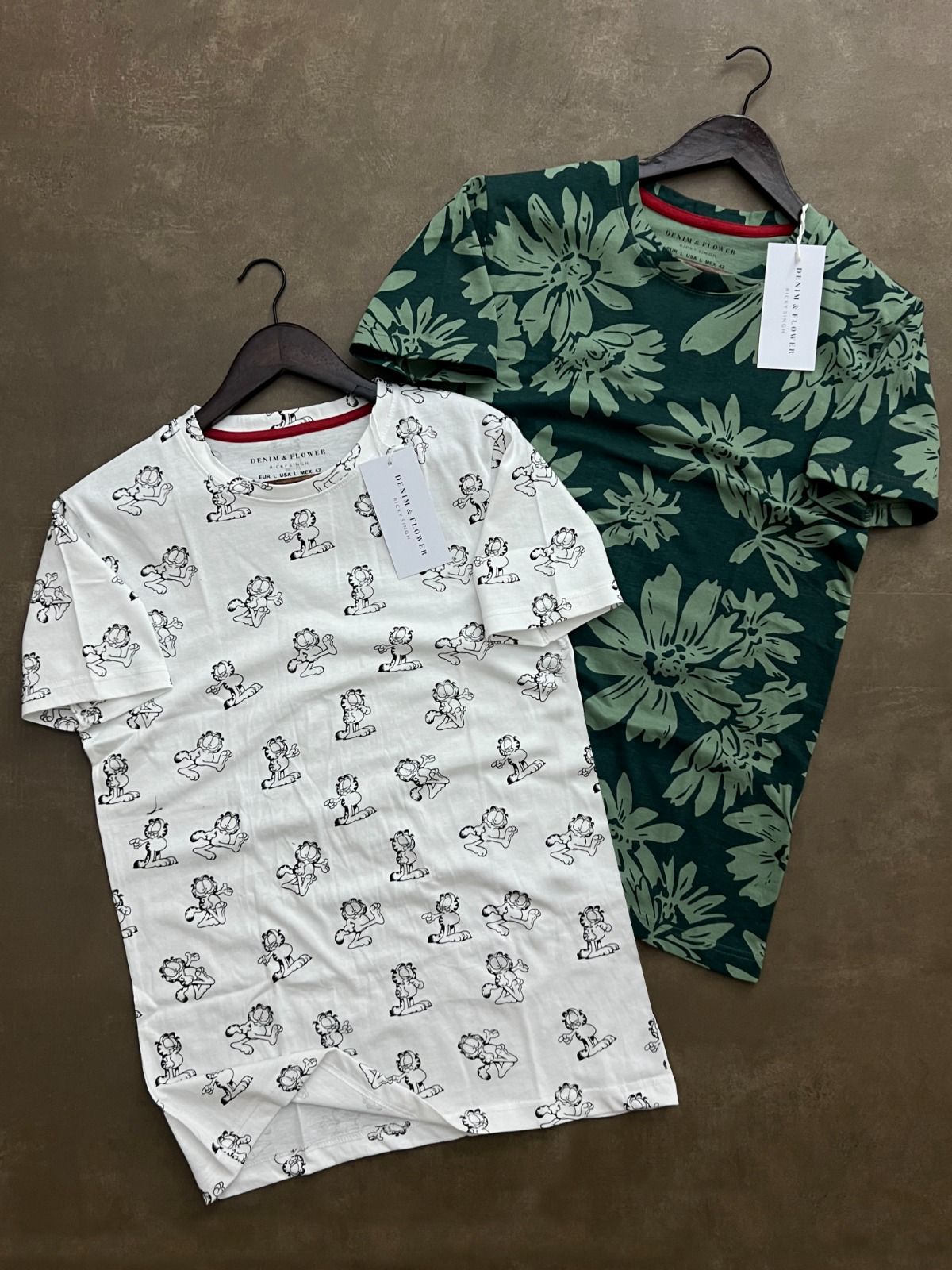 DENIM FLOWER ROUND NACK TSHIRT-72PCS SET