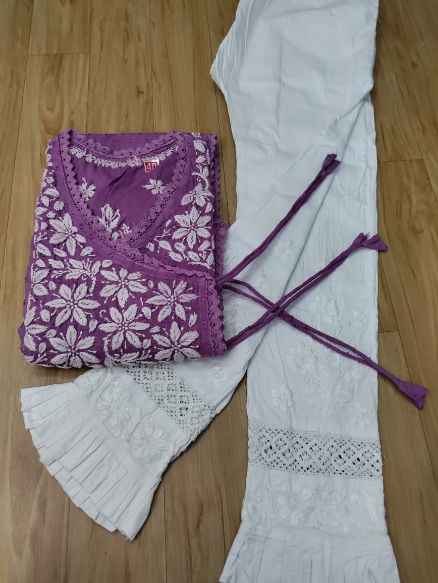 LAKHNAVI COTTON ANGARKHA WITH PANT SUIT -24PCS