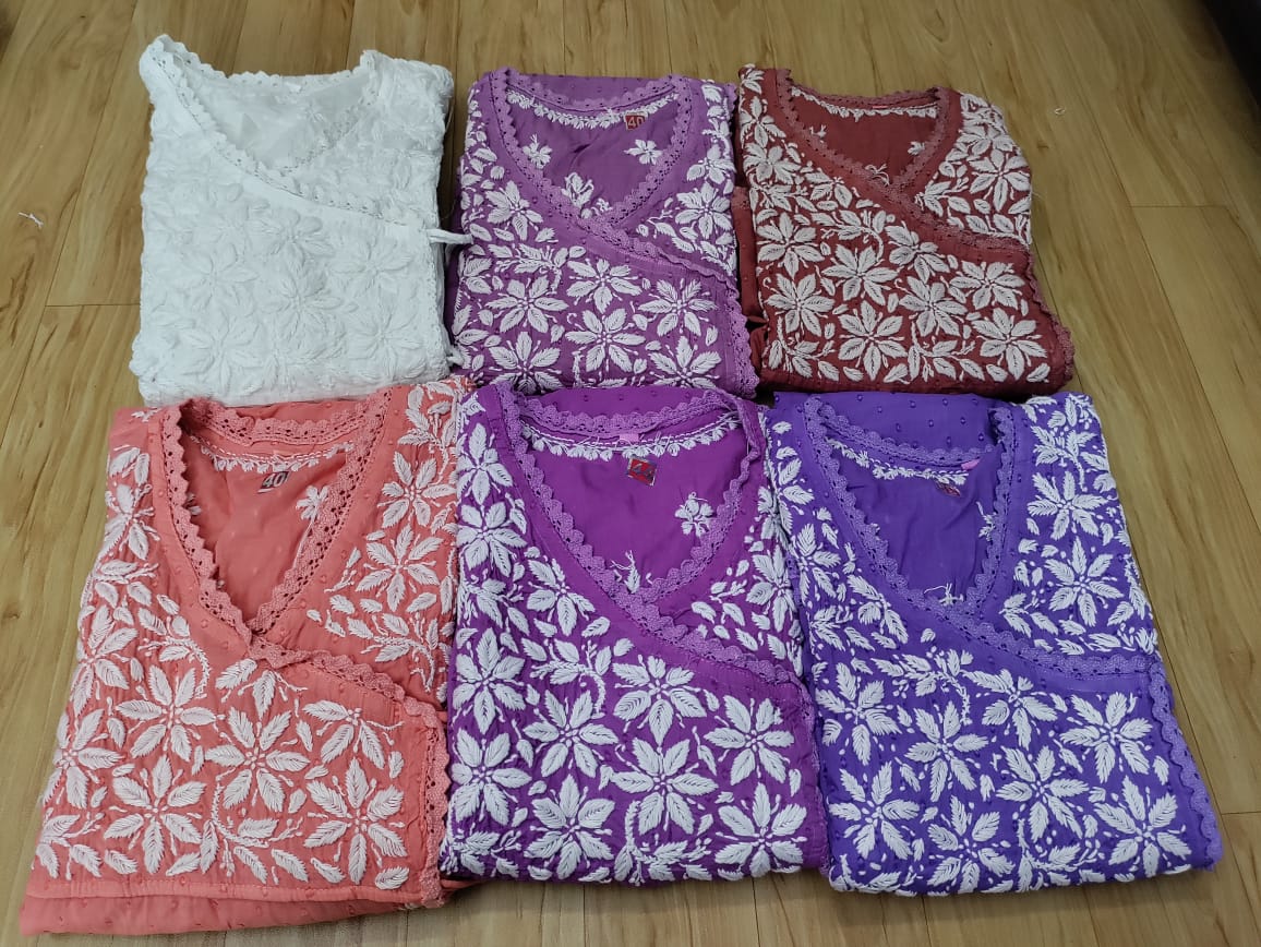 LAKHNAVI COTTON ANGARKHA WITH PANT SUIT -24PCS