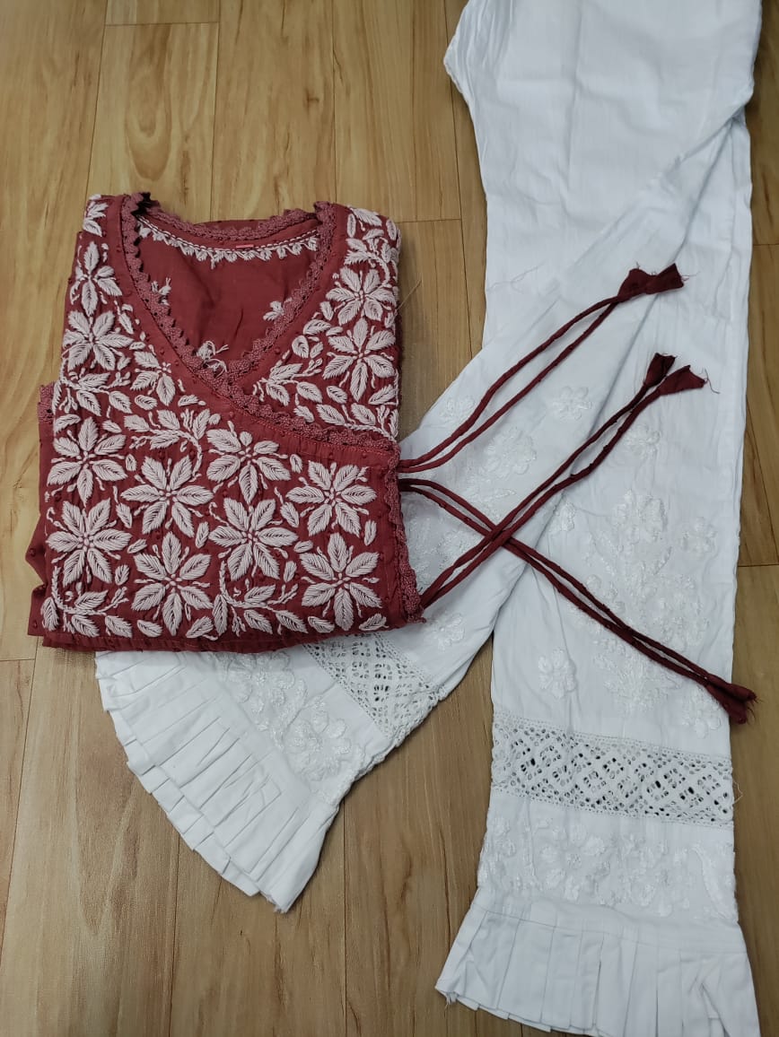 LAKHNAVI COTTON ANGARKHA WITH PANT SUIT -24PCS