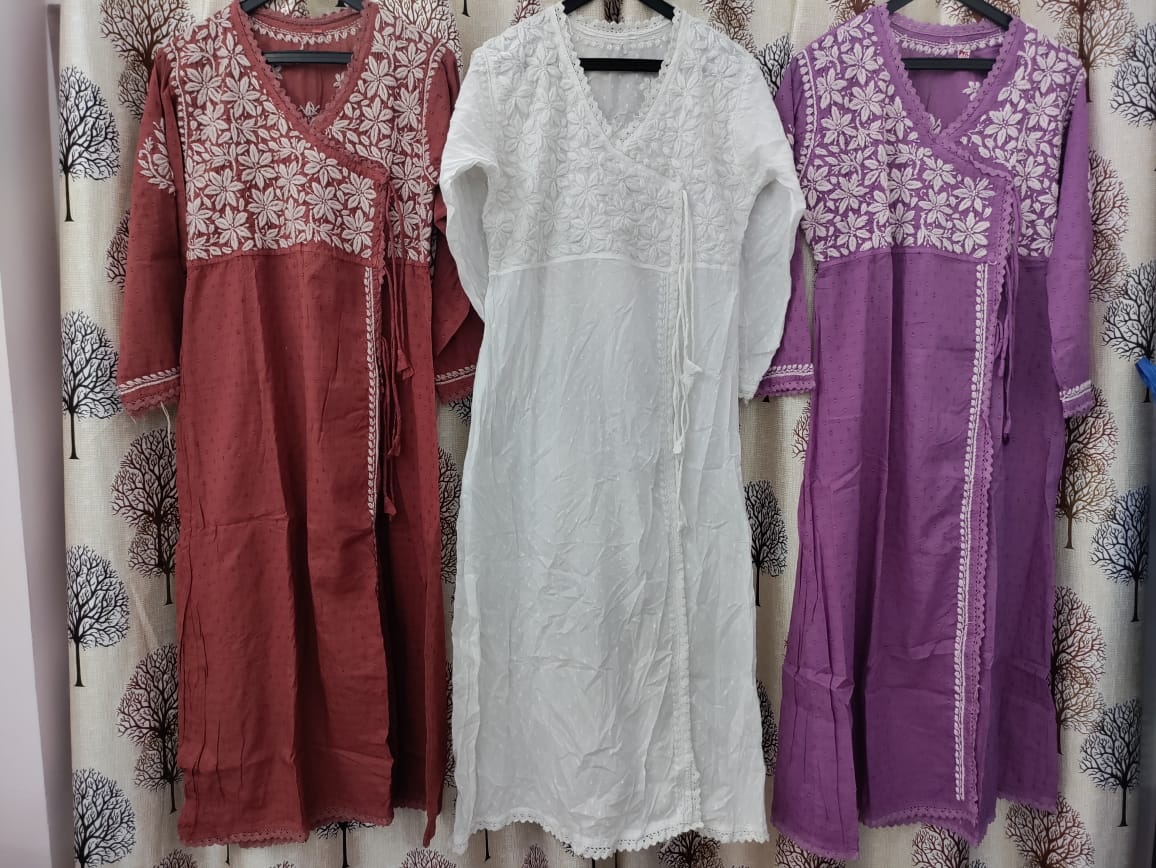 LAKHNAVI COTTON ANGARKHA WITH PANT SUIT -24PCS