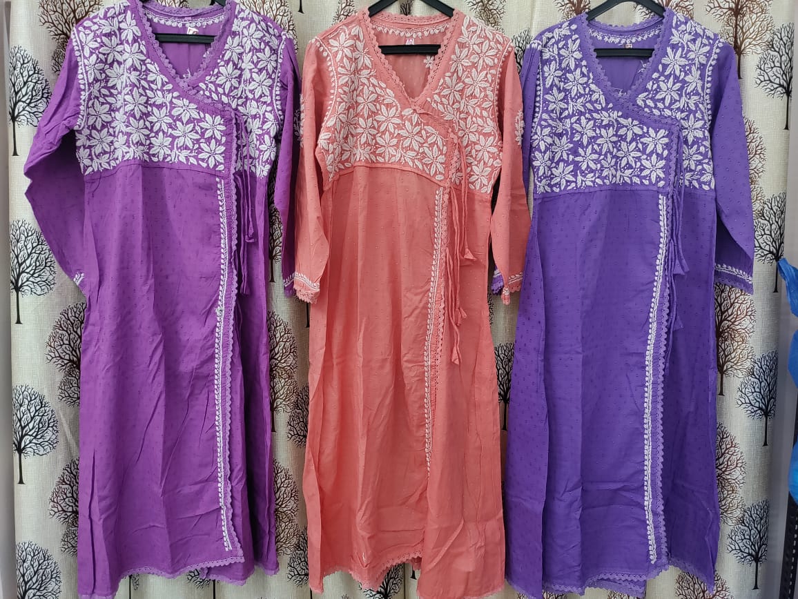 LAKHNAVI COTTON ANGARKHA WITH PANT SUIT -24PCS
