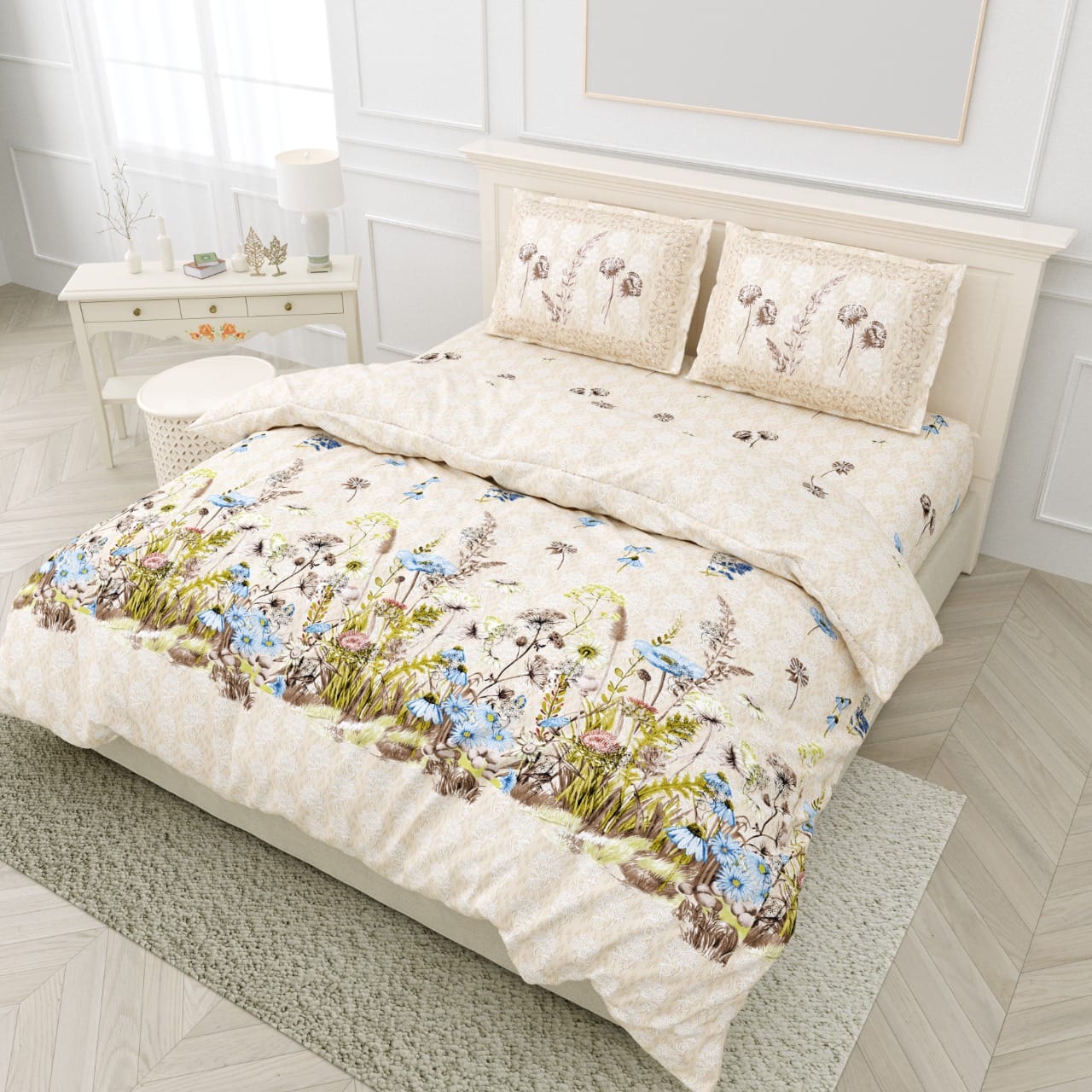 DIJITAL PRINT PYORE COTTON BEDSHEET -12 PCS SET