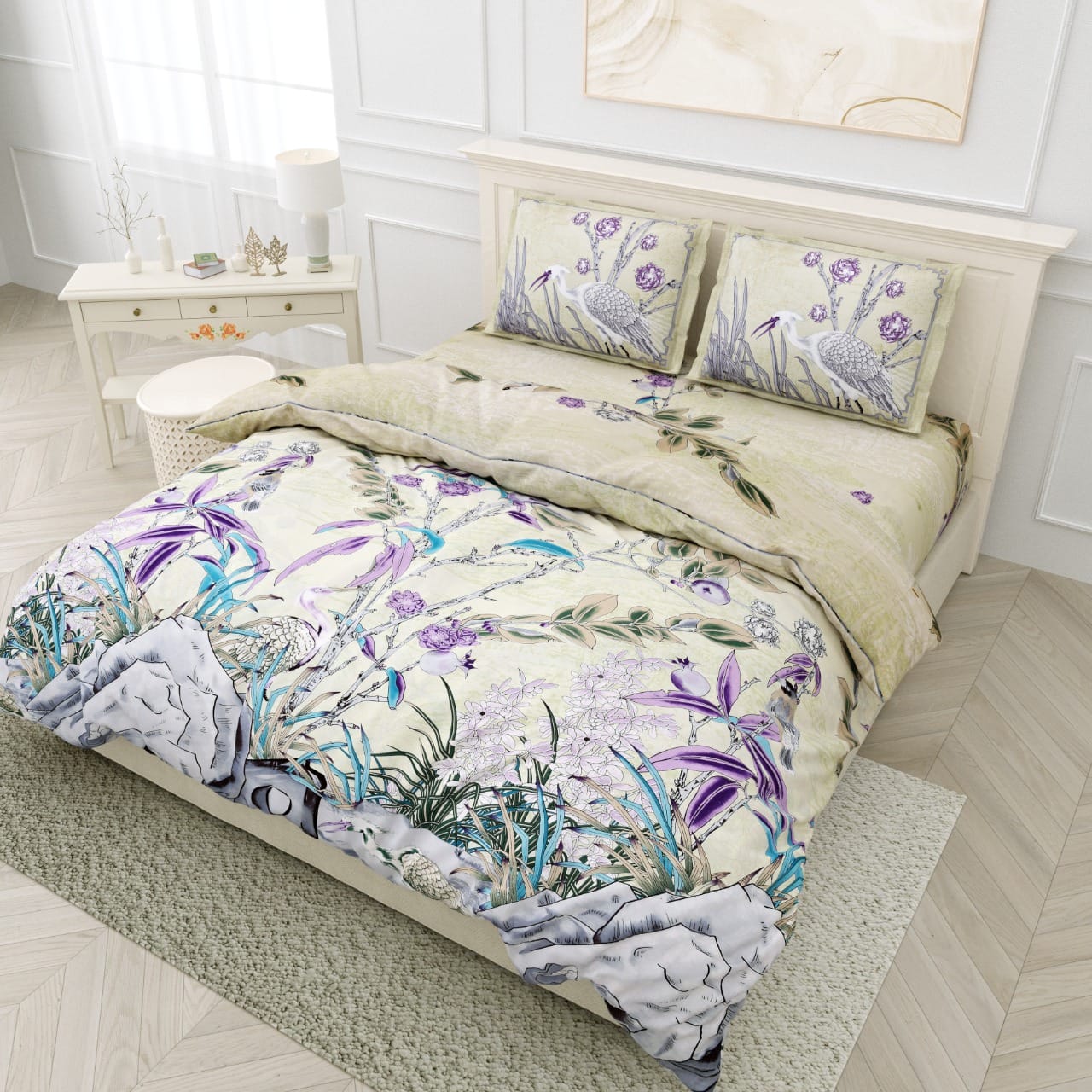 DIJITAL PRINT PYORE COTTON BEDSHEET -12 PCS SET
