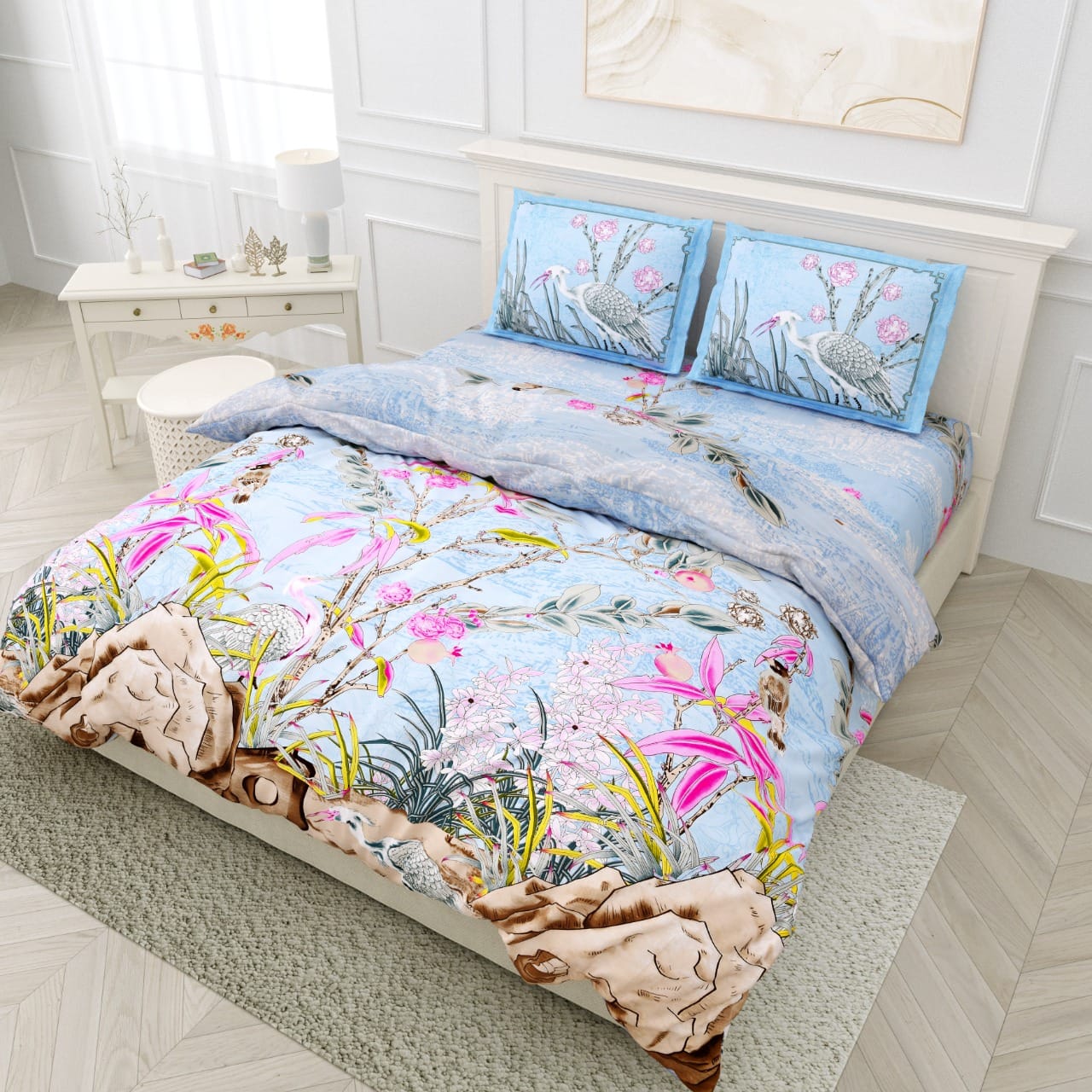 DIJITAL PRINT PYORE COTTON BEDSHEET -12 PCS SET