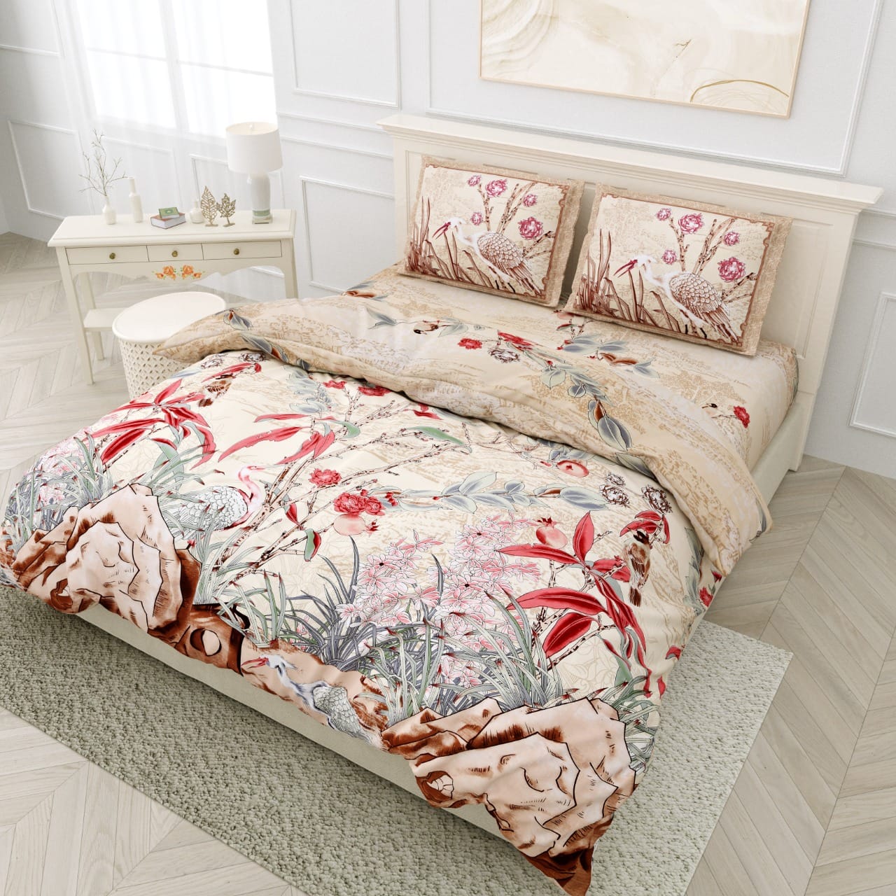 DIJITAL PRINT PYORE COTTON BEDSHEET -12 PCS SET
