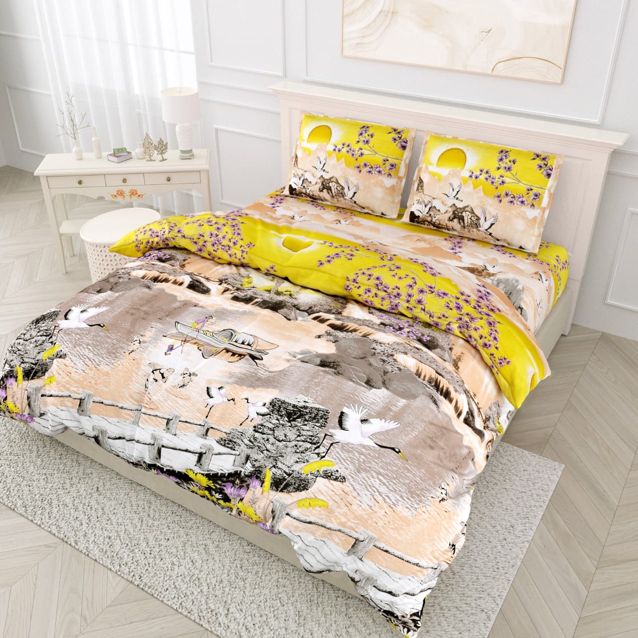 DIJITAL PRINT PYORE COTTON BEDSHEET -12 PCS SET
