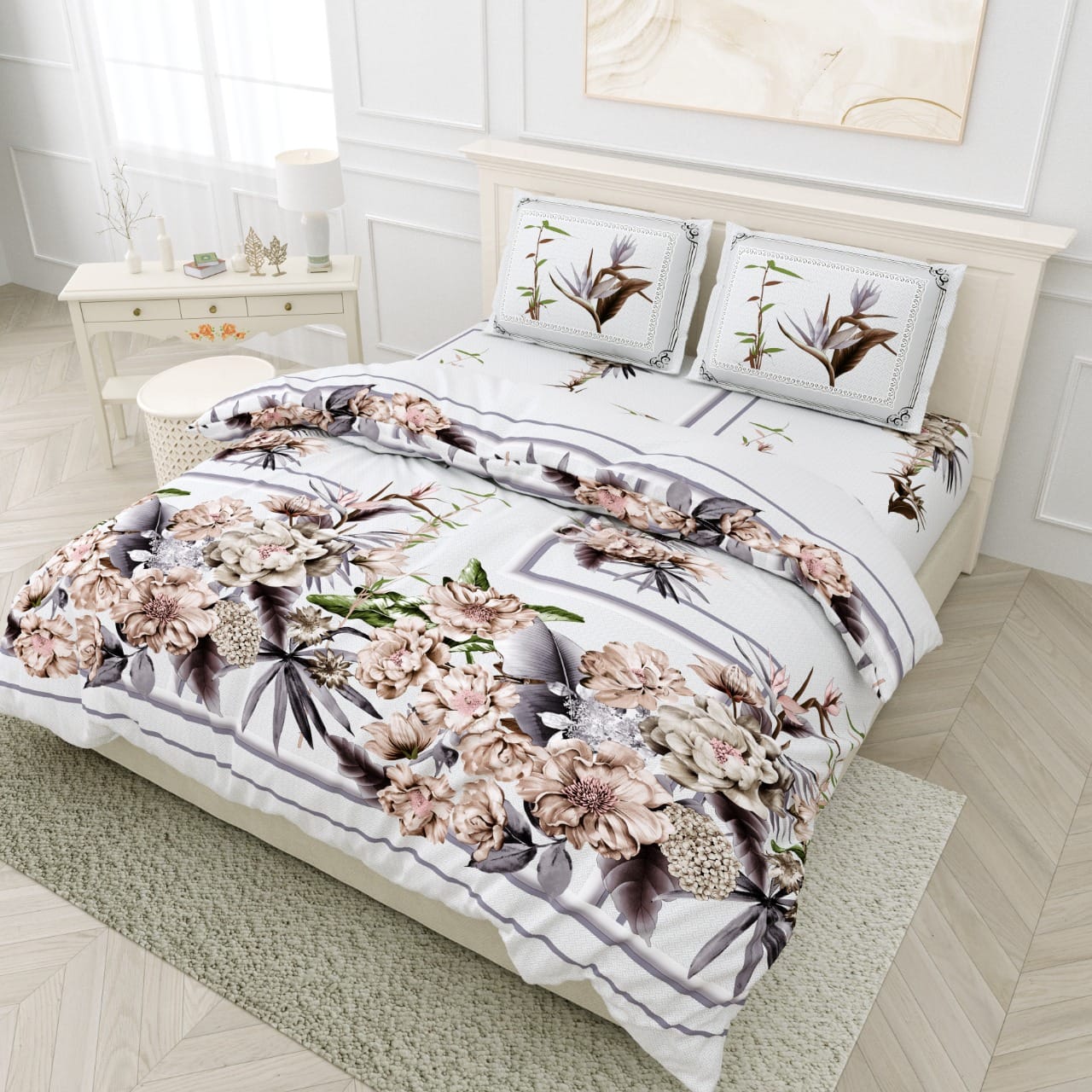 DIJITAL PRINT PYORE COTTON BEDSHEET -12 PCS SET