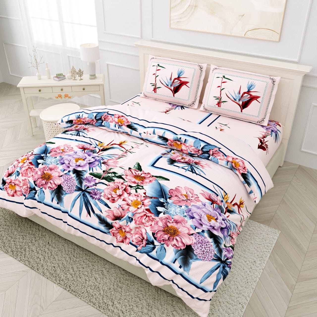 DIJITAL PRINT PYORE COTTON BEDSHEET -12 PCS SET