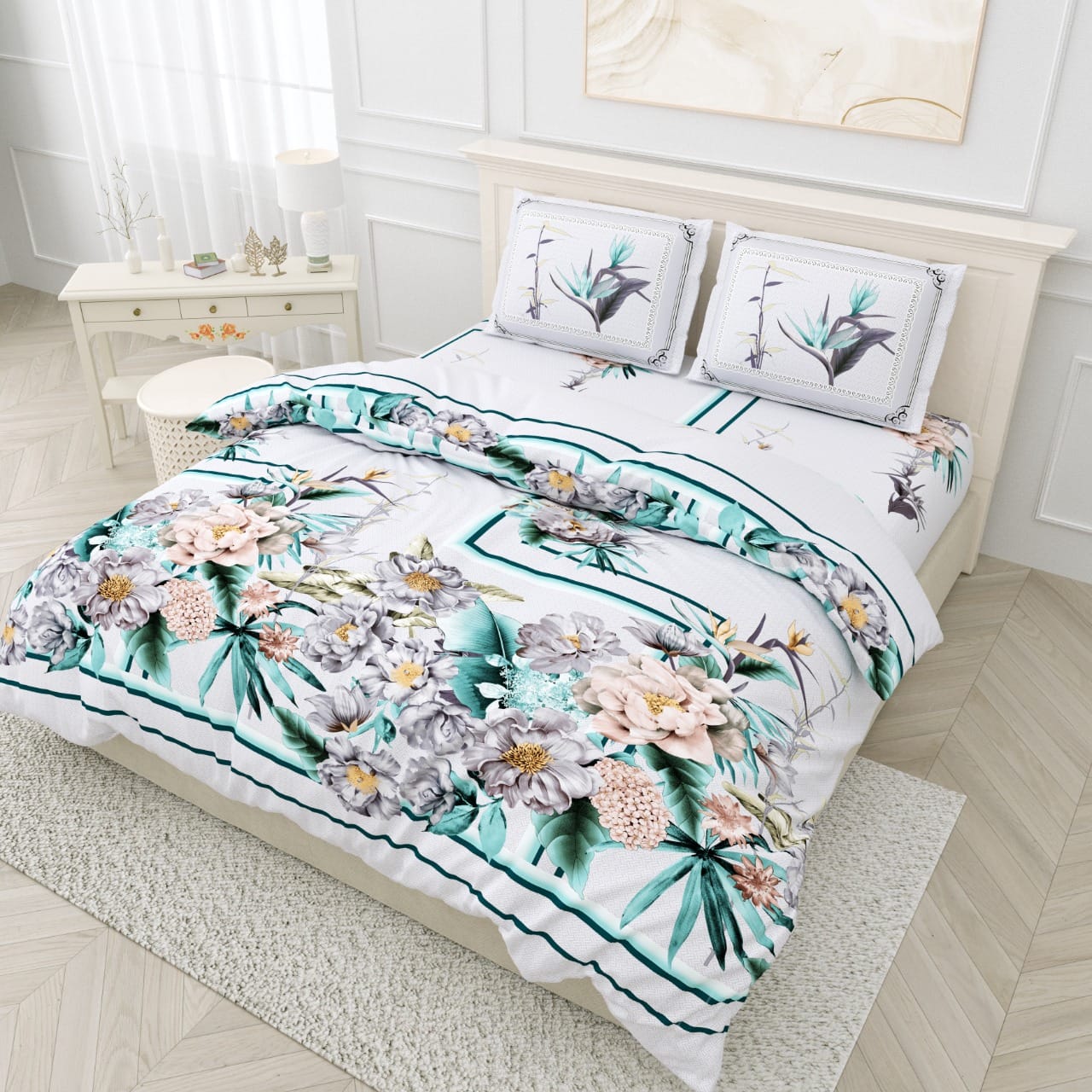 DIJITAL PRINT PYORE COTTON BEDSHEET -12 PCS SET