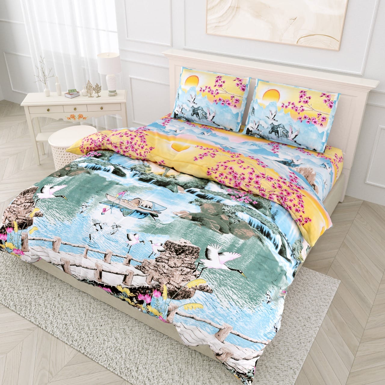 DIJITAL PRINT PYORE COTTON BEDSHEET -12 PCS SET