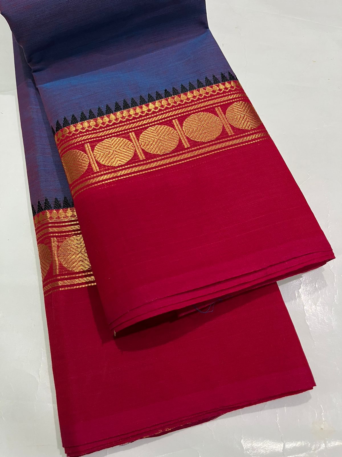 CHATINAD COTTON SAREE WITH KALAMKARI BLOUSE -24PCS