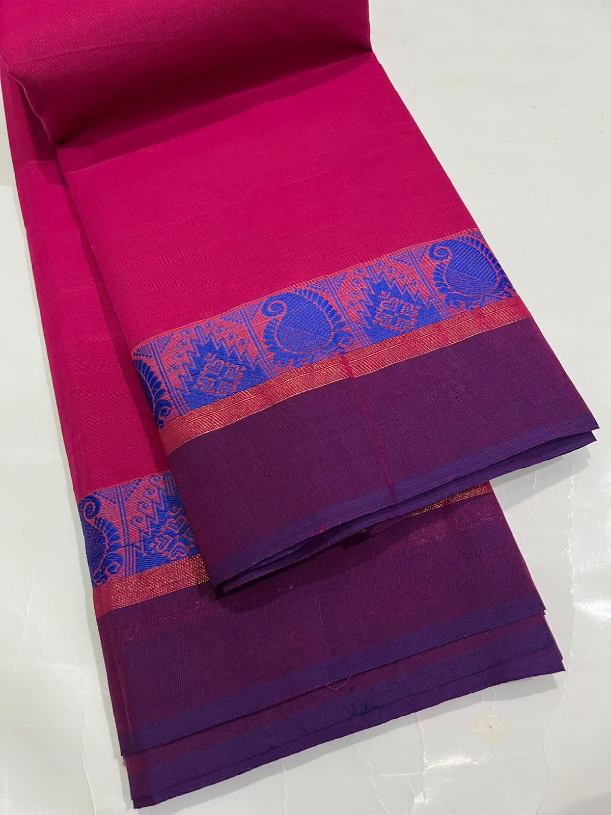 CHATINAD COTTON SAREE WITH KALAMKARI BLOUSE -24PCS