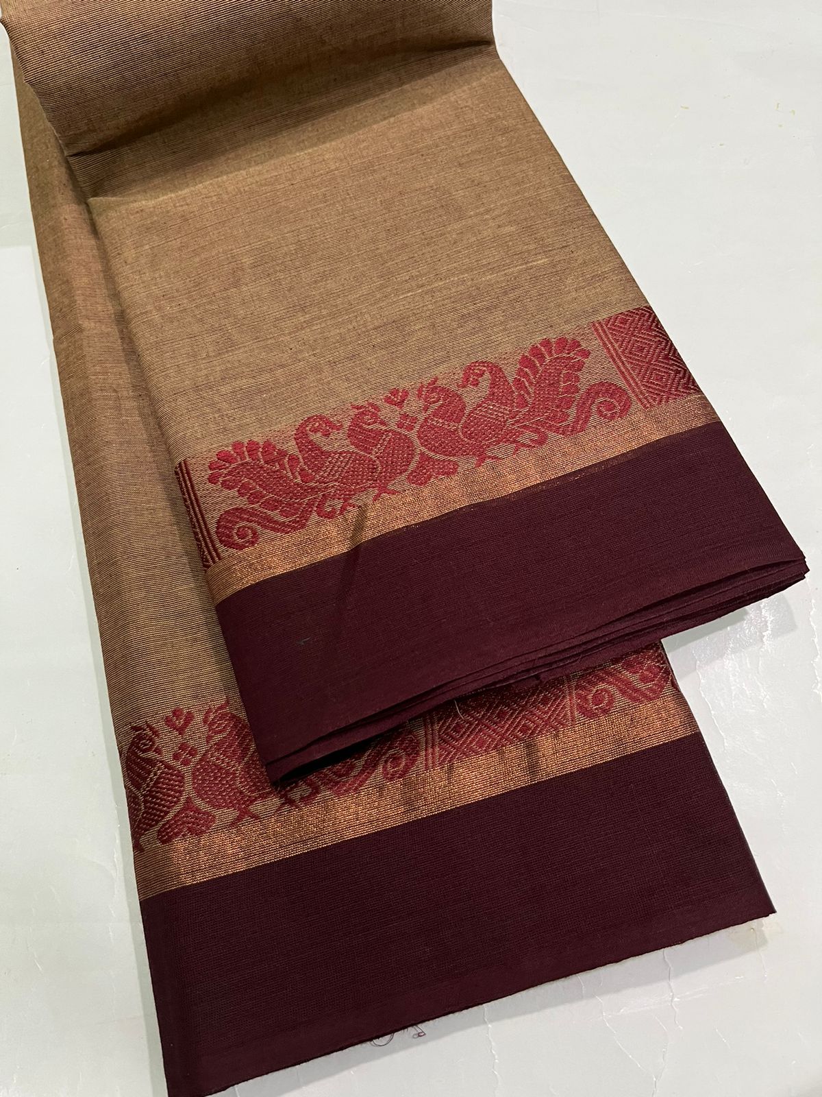CHATINAD COTTON SAREE WITH KALAMKARI BLOUSE -24PCS