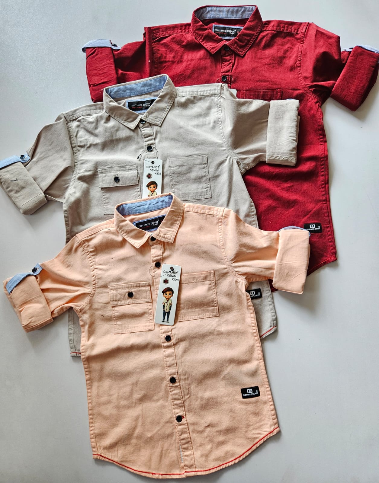 KIDSWEAR SHIRT DISTANCE DENIM CARGO SHIRT-100 PCS ONLY WHOLESELL