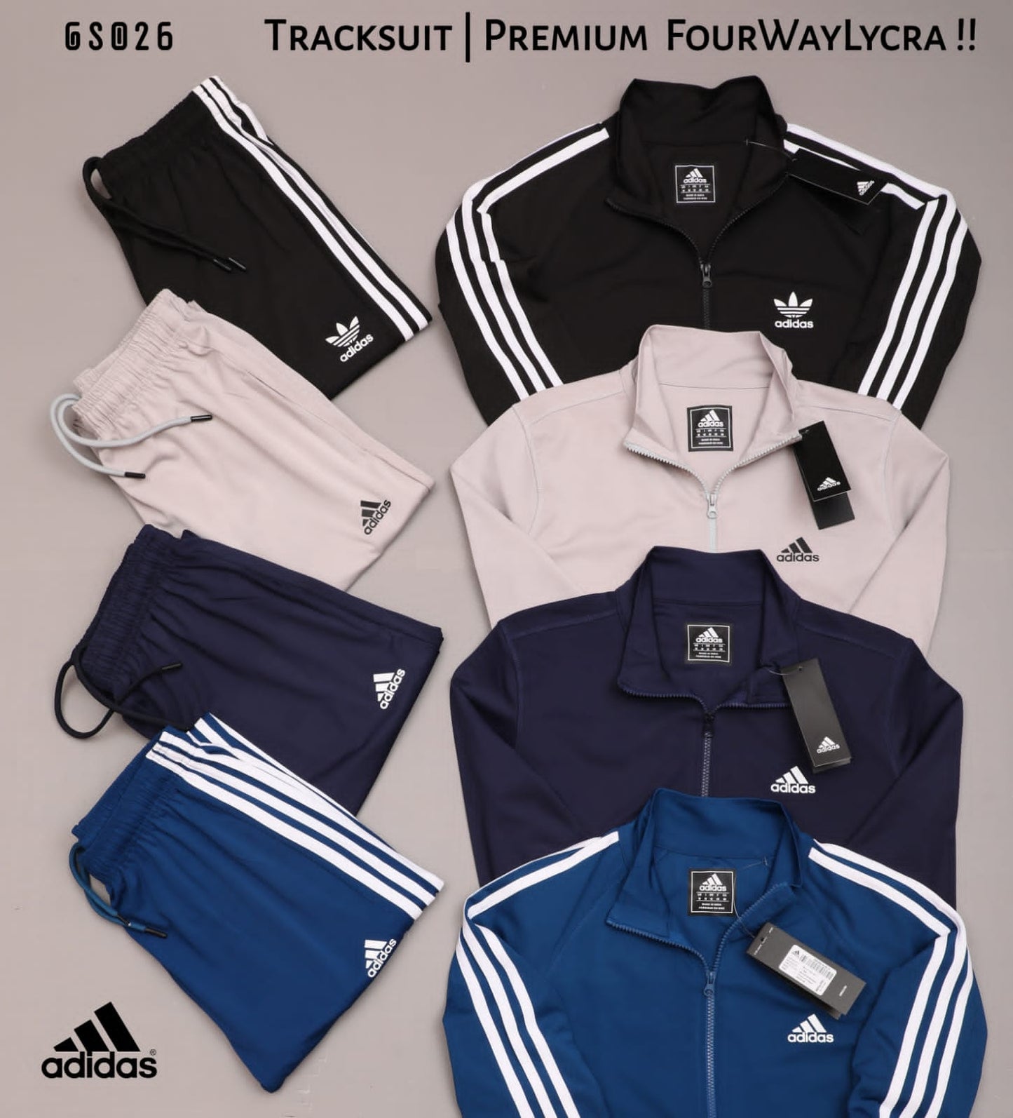 ADIDAS 4 WAY LAYCRA UNISEX TRACKSUIT-40PCS SET